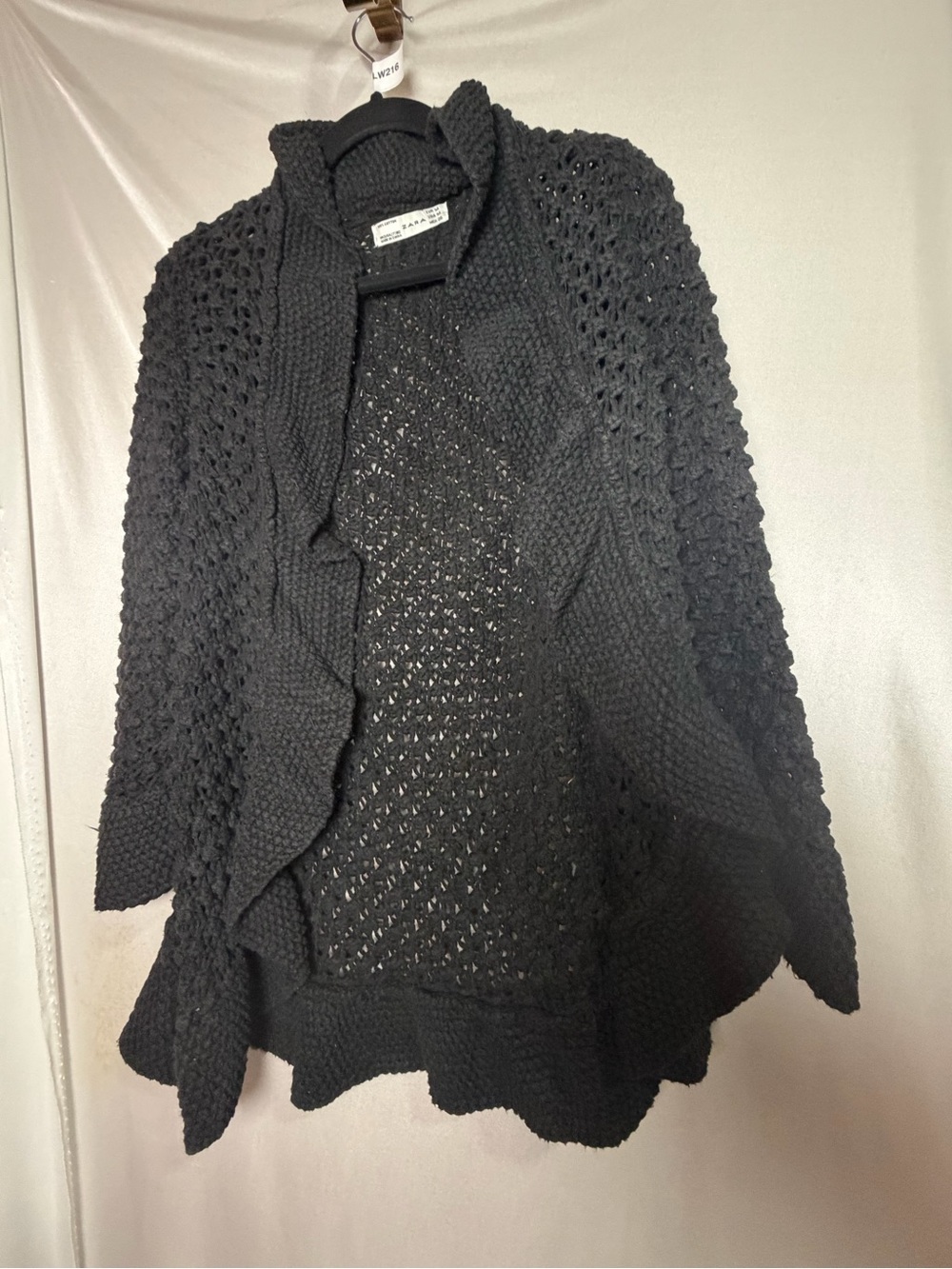Zara Black Chunky Open-Knit Cascade Cardigan